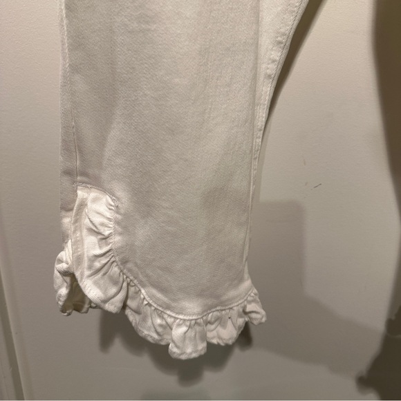 NEW Elegant White Cropped Jeans with Ruffle Hem Hi-Rise 18w - Picture 3 of 11